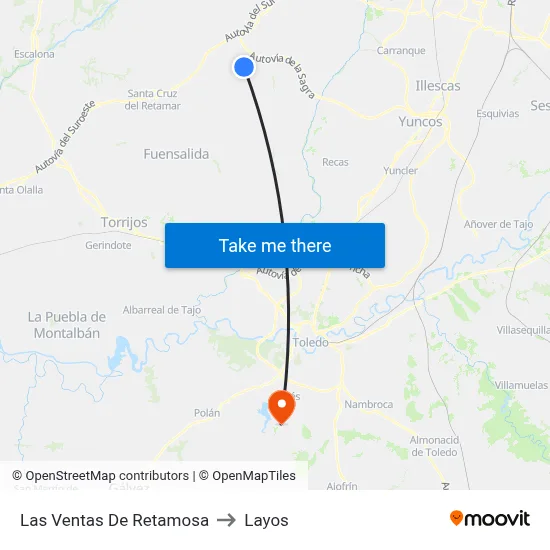 Las Ventas De Retamosa to Layos map