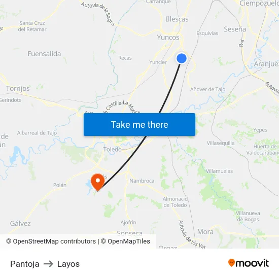 Pantoja to Layos map