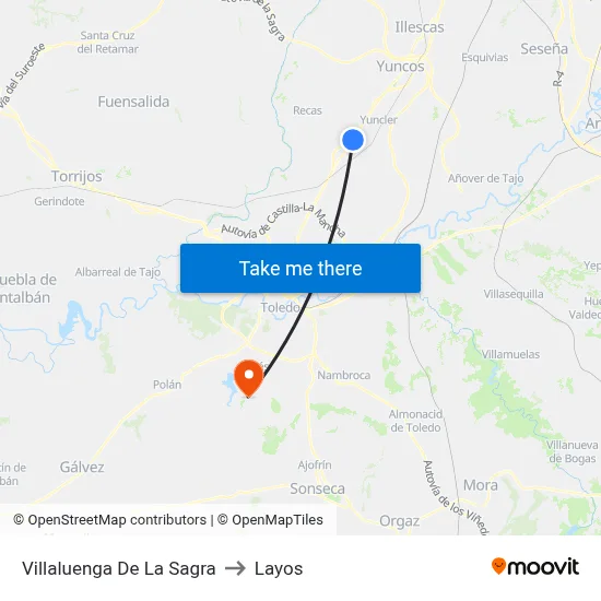 Villaluenga De La Sagra to Layos map