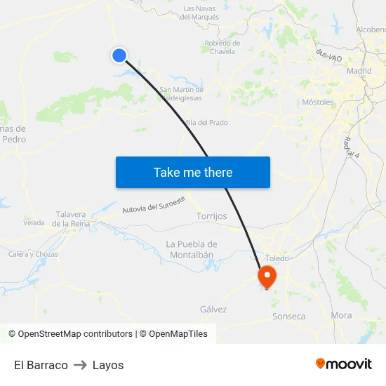 El Barraco to Layos map