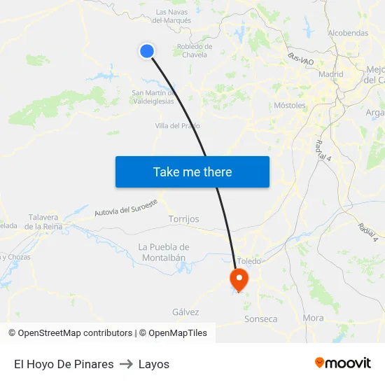 El Hoyo De Pinares to Layos map
