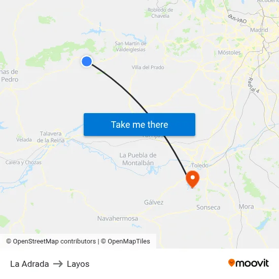 La Adrada to Layos map