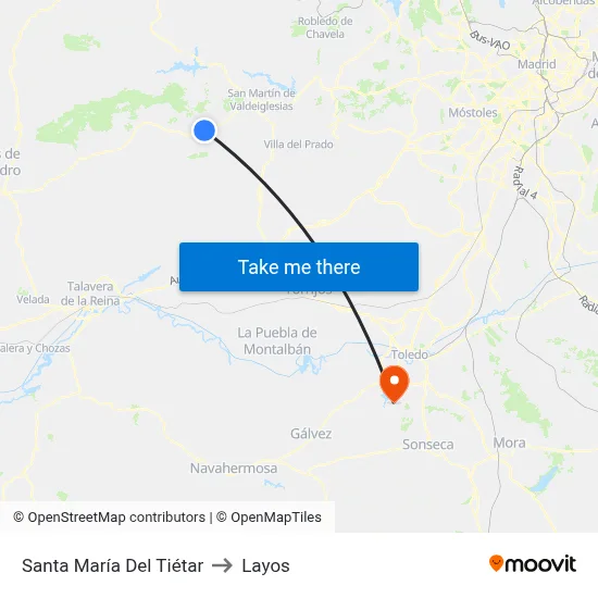Santa María Del Tiétar to Layos map