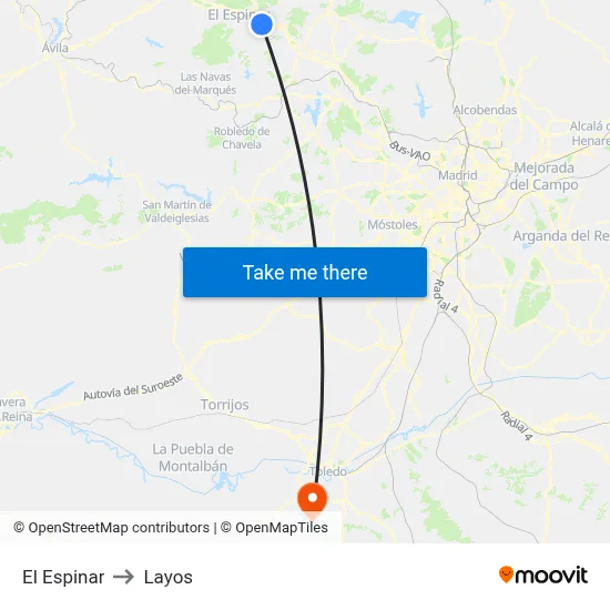 El Espinar to Layos map