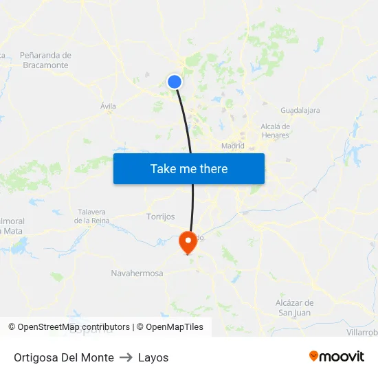 Ortigosa Del Monte to Layos map