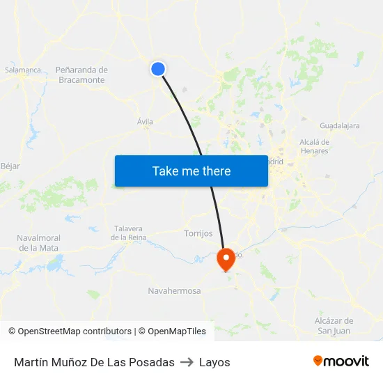 Martín Muñoz De Las Posadas to Layos map
