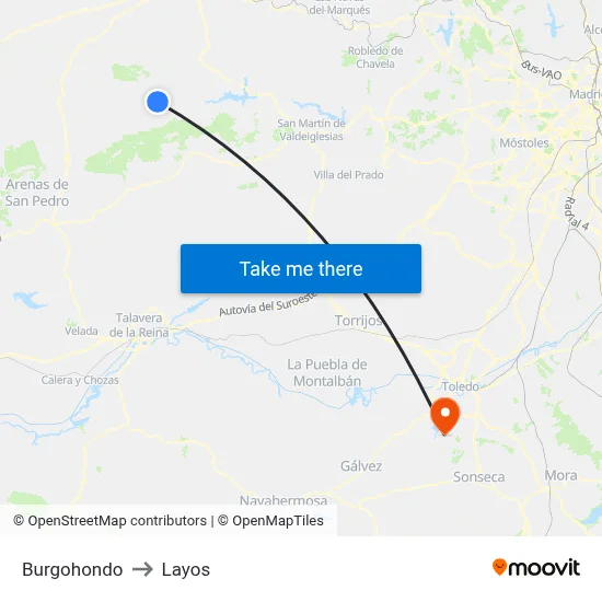 Burgohondo to Layos map