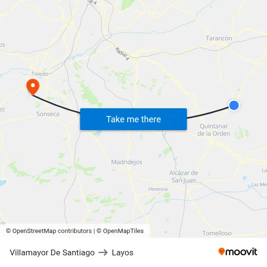 Villamayor De Santiago to Layos map