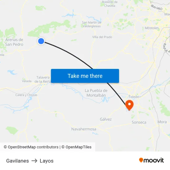 Gavilanes to Layos map