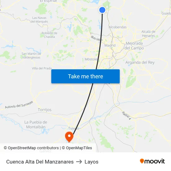 Cuenca Alta Del Manzanares to Layos map