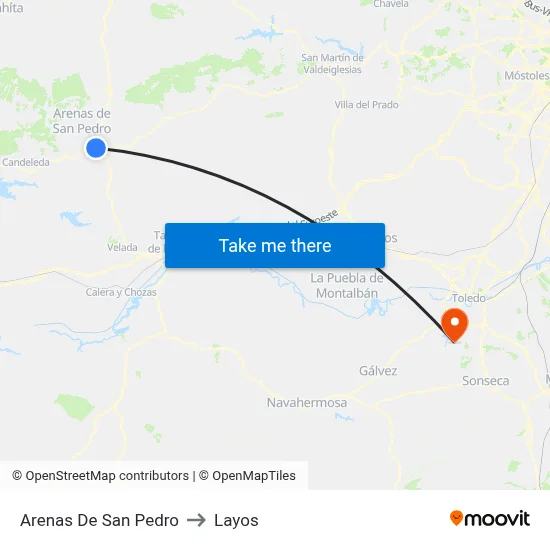 Arenas De San Pedro to Layos map