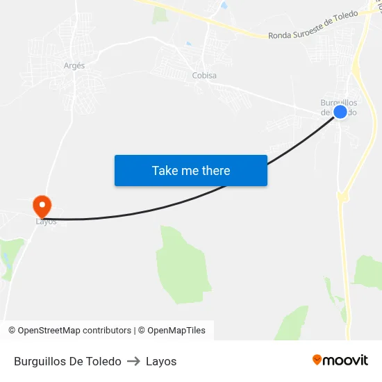 Burguillos De Toledo to Layos map