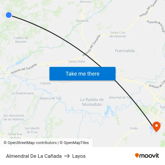 Almendral De La Cañada to Layos map