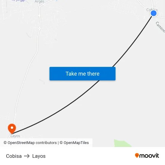 Cobisa to Layos map