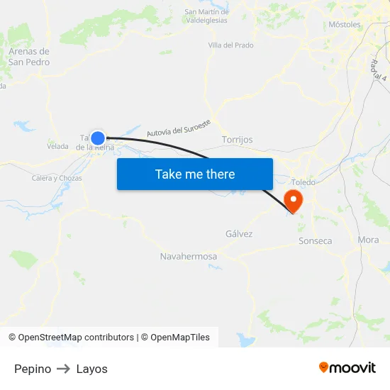 Pepino to Layos map