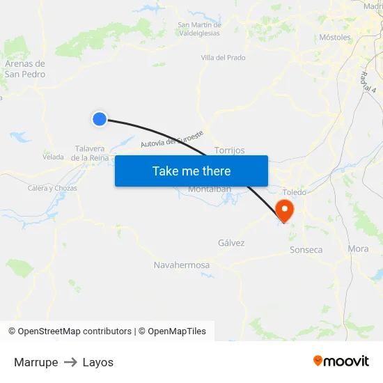 Marrupe to Layos map