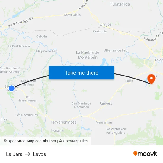 La Jara to Layos map