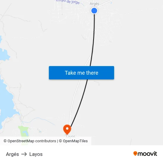 Argés to Layos map