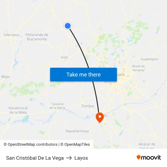 San Cristóbal De La Vega to Layos map