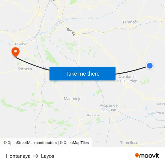 Hontanaya to Layos map