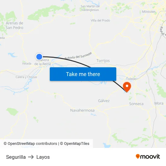 Segurilla to Layos map