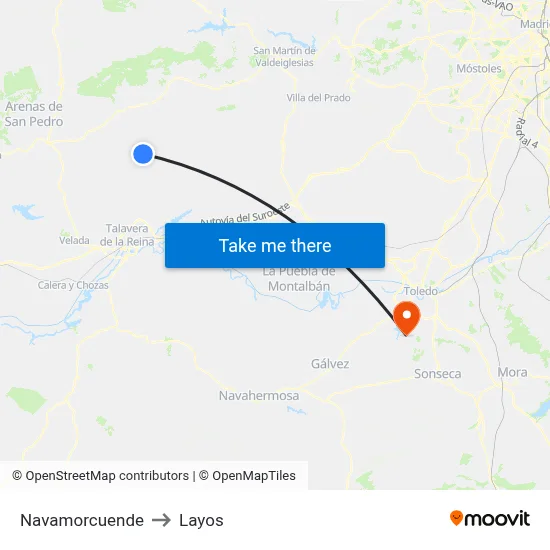 Navamorcuende to Layos map