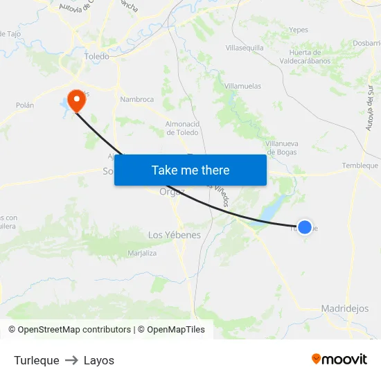 Turleque to Layos map