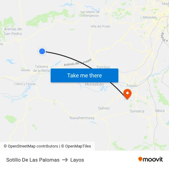 Sotillo De Las Palomas to Layos map