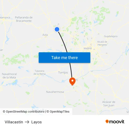 Villacastín to Layos map