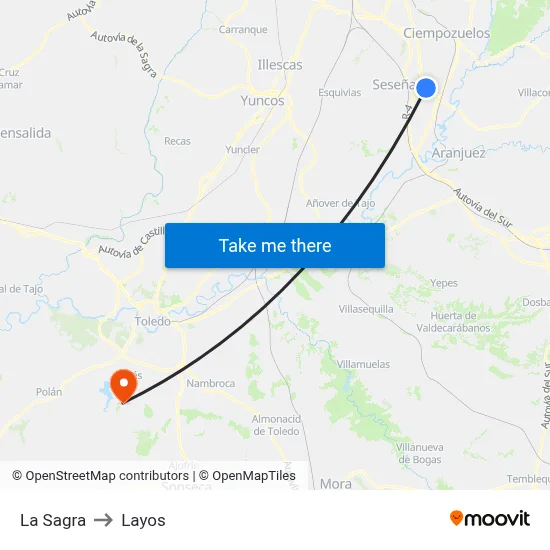 La Sagra to Layos map