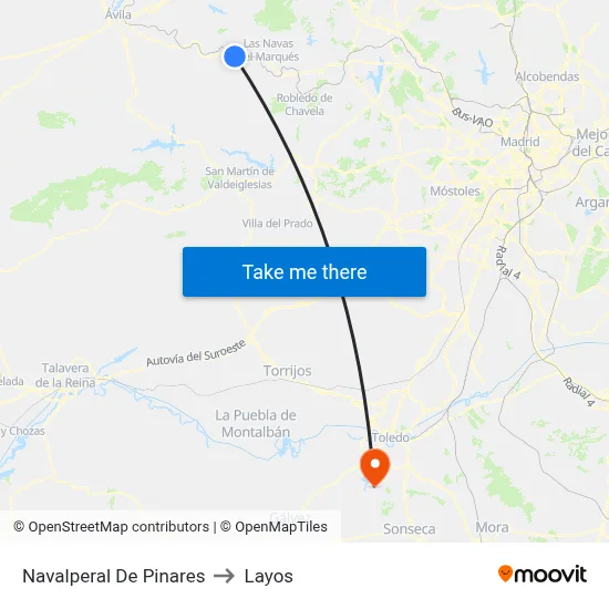Navalperal De Pinares to Layos map