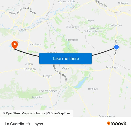 La Guardia to Layos map