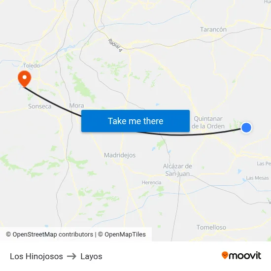 Los Hinojosos to Layos map
