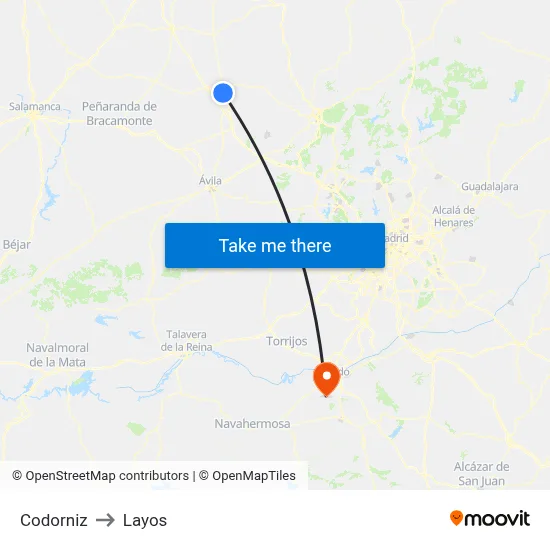 Codorniz to Layos map