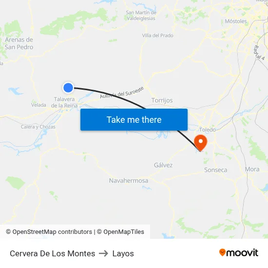 Cervera De Los Montes to Layos map