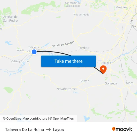 Talavera De La Reina to Layos map