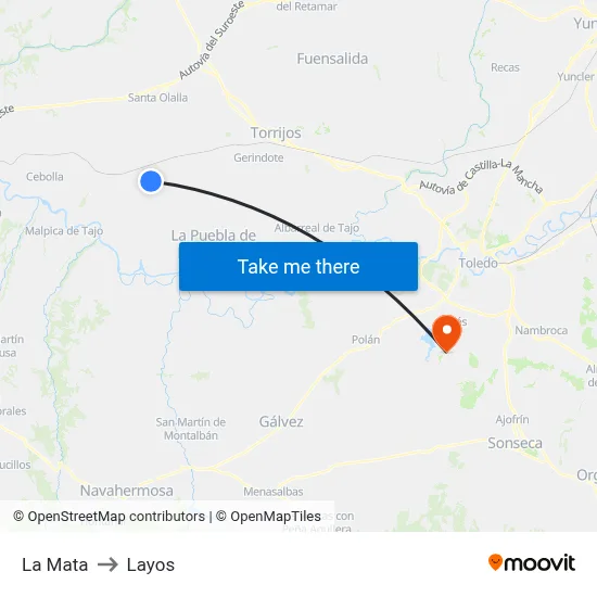 La Mata to Layos map
