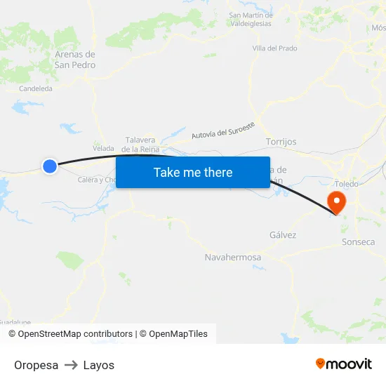 Oropesa to Layos map