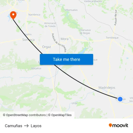 Camuñas to Layos map