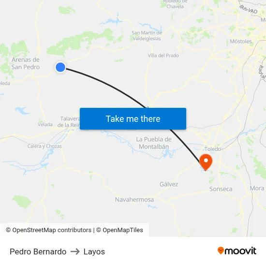 Pedro Bernardo to Layos map
