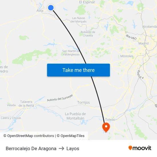 Berrocalejo De Aragona to Layos map