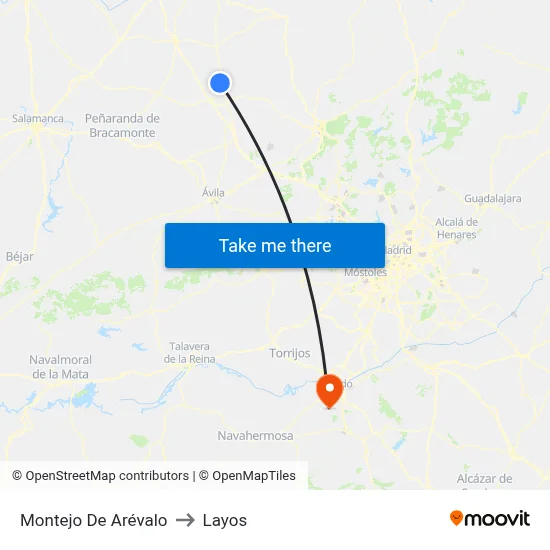Montejo De Arévalo to Layos map