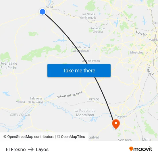 El Fresno to Layos map
