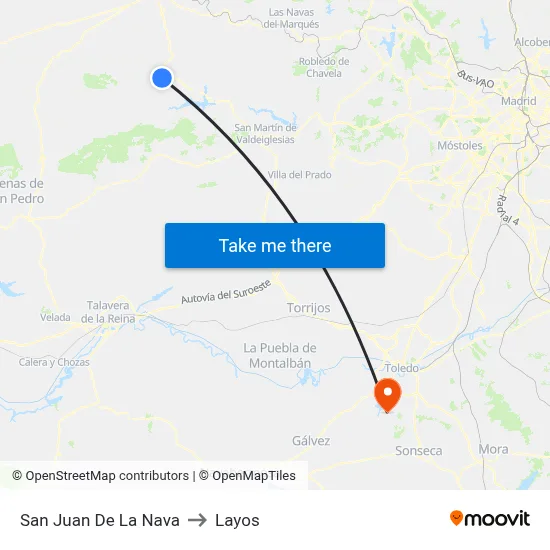 San Juan De La Nava to Layos map