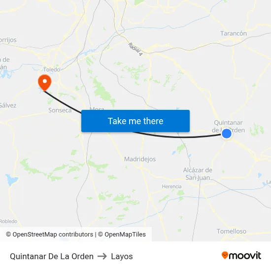 Quintanar De La Orden to Layos map