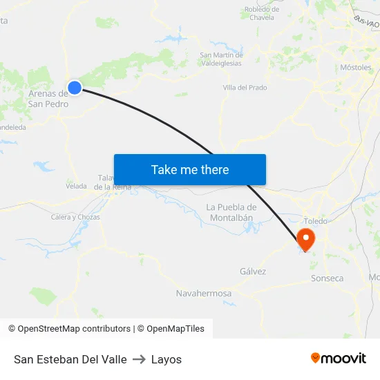 San Esteban Del Valle to Layos map