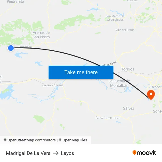 Madrigal De La Vera to Layos map