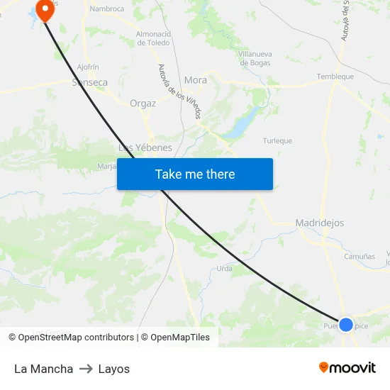 La Mancha to Layos map