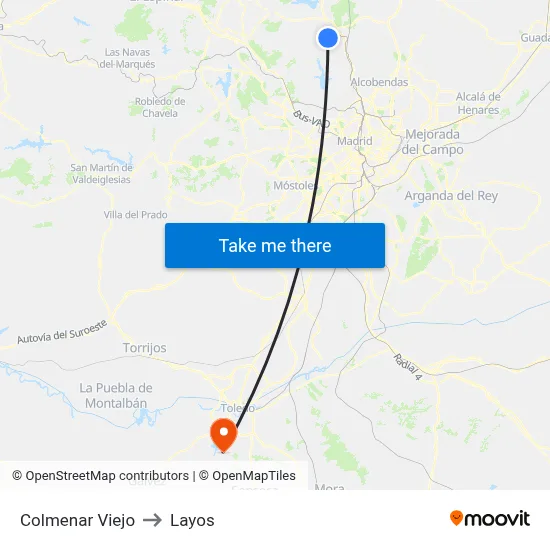 Colmenar Viejo to Layos map