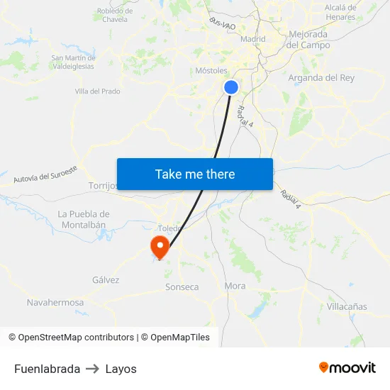 Fuenlabrada to Layos map